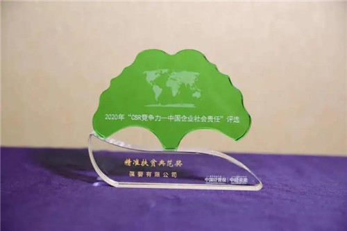 葆婴荣膺“2020CSR竞争力精准扶贫典范奖”